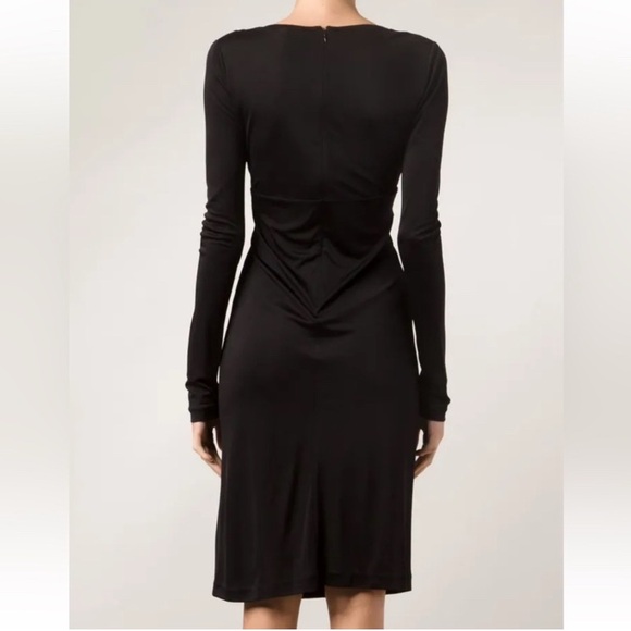 New Diane Von Furstenberg Black Ruched V-neck Rayon Dress Size 4 - Picture 3 of 13